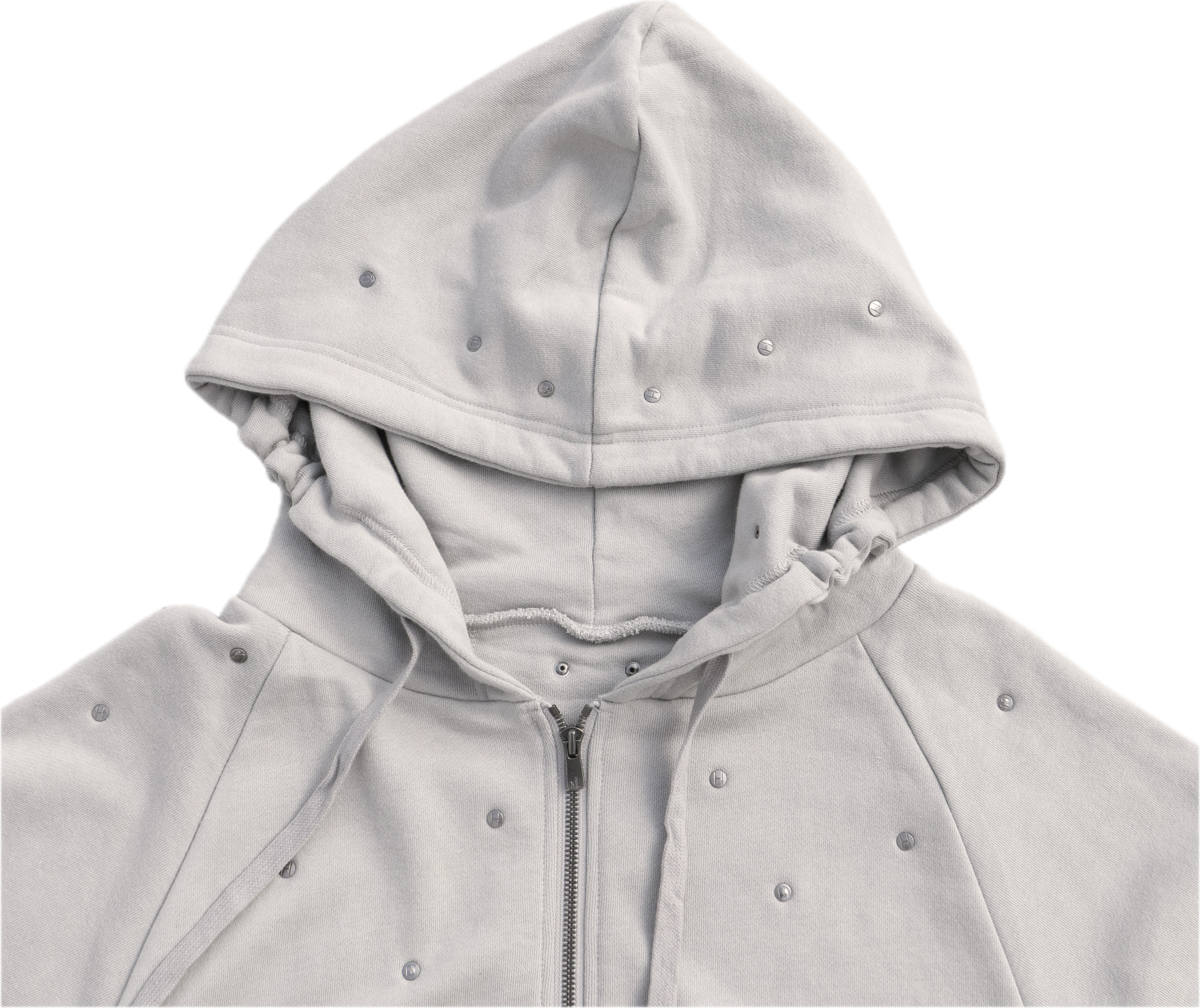 meriHari metal tag sweat parka gray